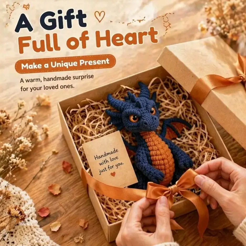 Sunny Slumber Dragon Crochet Kit, Adult DIY Craft Set, Includes Materials & Tutorial, Perfect Gift, Home Decor, Beginner Friendly