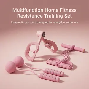 Multifunction Home Fitness Resistance Training Set with Resistance Trainer, Thigh Trainer & Weighted Jump Rope