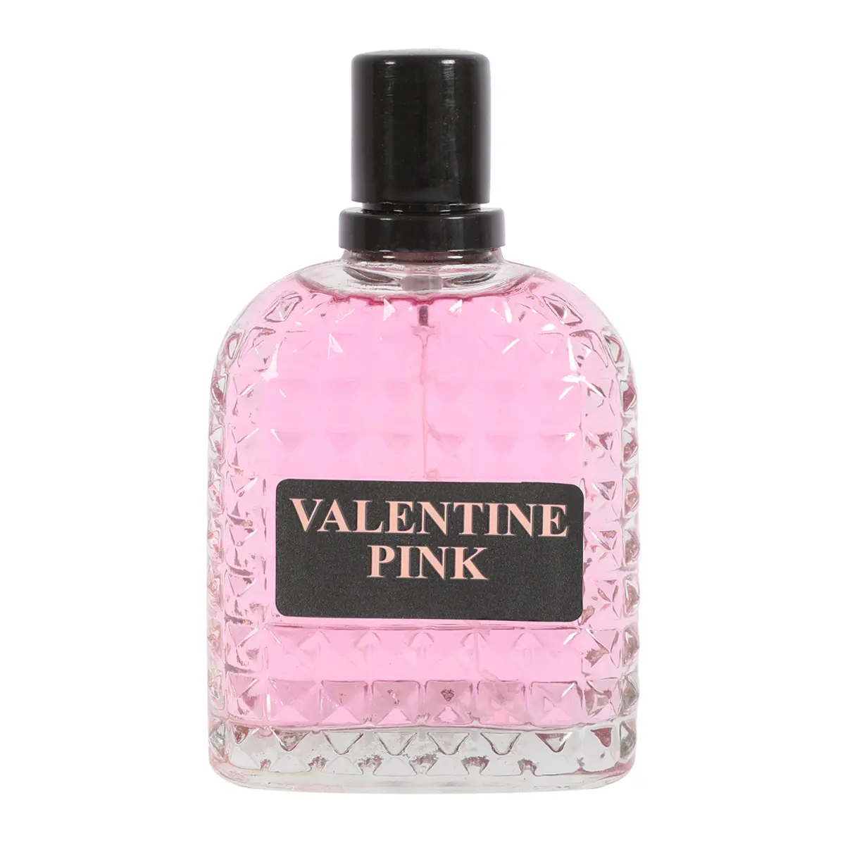ebc Pink Fragrance - Elegant Pink Perfume Bottle with Black Cap - Ideal for Special Occasions