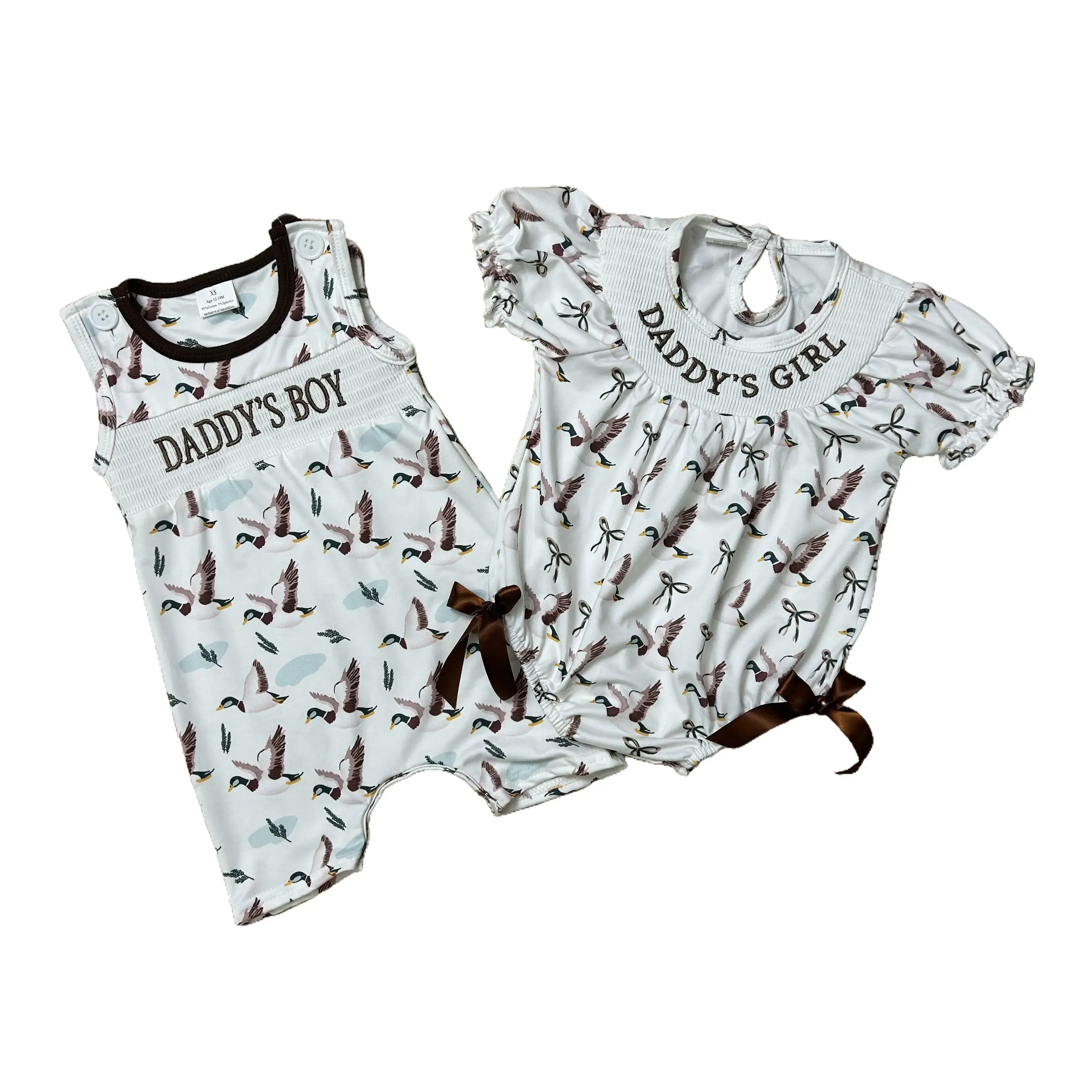 Baby Girls' Daddy's Girl Dress-Romper, Cute Duck Print, Short-Sleeve Crew Neck Casual Toddler Sleepwear, Baby Clothing, Dress-Romper Design, Cute Duck Animal Print, Baby Clothes Girl