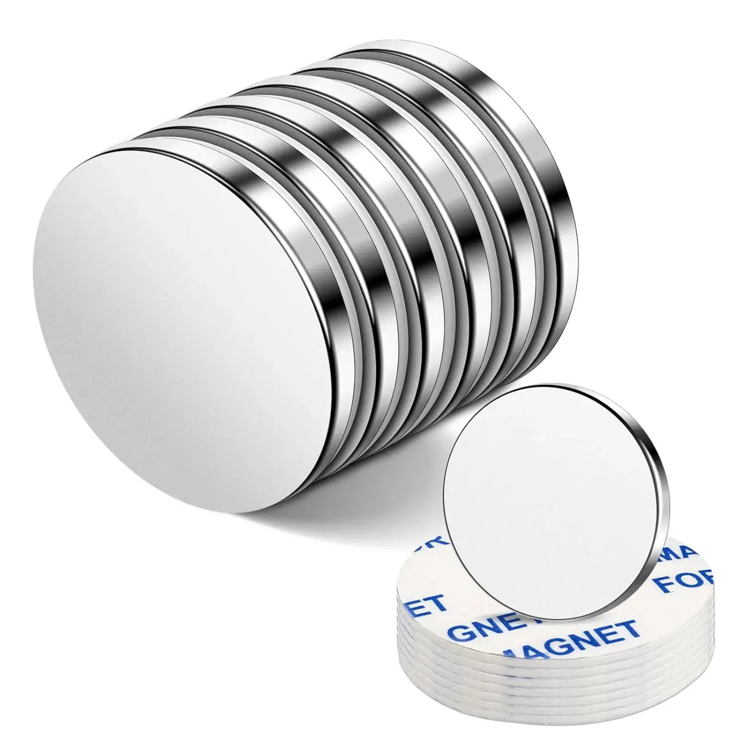 Small 20x3mm 6 Pieces Strong Neodymium Magnets, Disc with Adhesive Backing for Crafts, Heavy Duty Permanent Rare Earth Magnets for Fridge, DIY, Board, OfficeQuesear