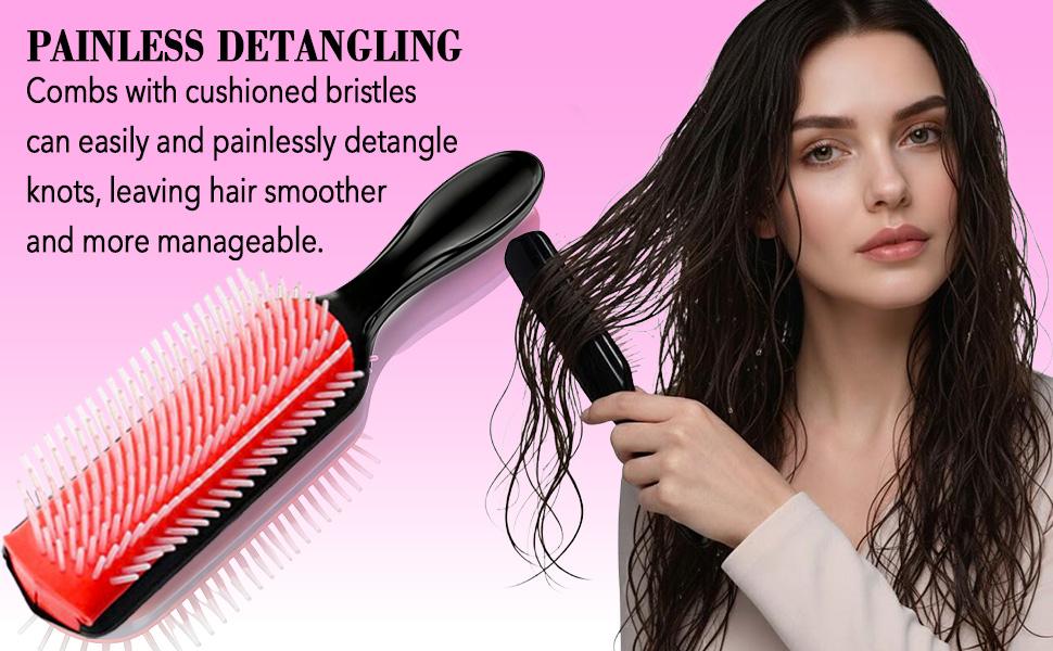 Pink Hair Brush Set Detangler Brush Satin Bonnet Nylon Bristle Brush Edge Tool Kit for Curly Hair Styling Detangling Multifunctional Haircare Sleeping