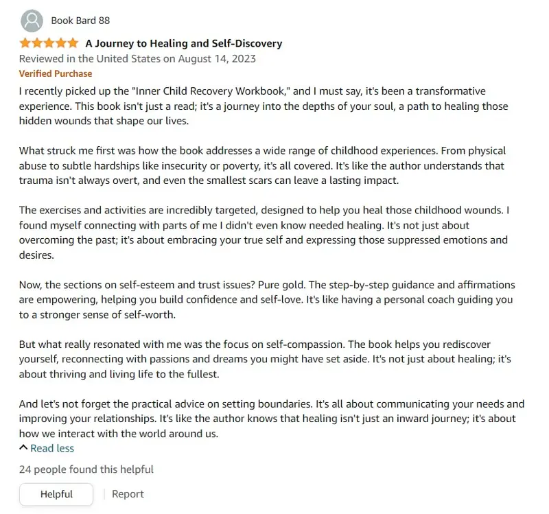 Product Introduction of Inner Child Recovery Workbook: Heal Childhood Trauma, Abandonment, Neglect, and Abuse. Includes Prompts, Exercises and Activities to Overcome Trust Issues, Low Self-Esteem and Cultivate Self-Love, Parenting book 20