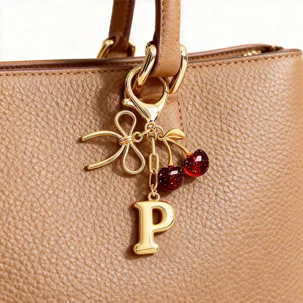 Exquisite Cherry Bow Letters Alloy Keychain, Elegant, Sweet, Cute, and Stylish Accessory Suitable for Gifts, Wallets, Backpacks, And Handbags, Gift for Friends and Family, keychains for women, keychain for car keys Functional