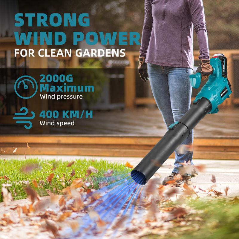 YOFIDRA Cordless Leaf Blower 600 CFM 120 MPH, 5-Speed Brushless Electric Blower with Dual 6.0Ah Batteries & Fast Charger, Long Run Time for Yard, Leaves, Snow & Garage Cleaning