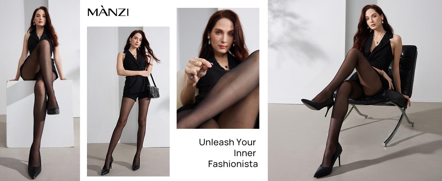 MANZI 6 Pairs Women's 20D Sheer Silky Pantyhose Run Resistant Nylon Tights High Waist Stockings with Control Top TikTokShopBlackFriday SpringStatements
