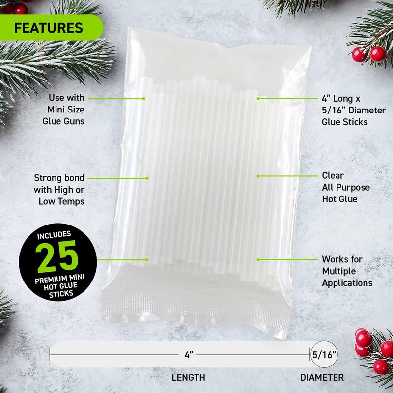 Surebonder Mini Hot Glue Gun High Temperature Glue Gun Kit with 25 All Purpose Clear Glue Sticks for DIY and Crafting