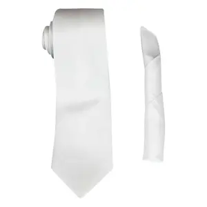 AZAR Mens Solid Color Neck Tie With Hanky Pocket Square Set Medium Width 7CM (WHITE)