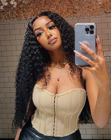 Mamushow 7x6 Glueless Water Wave Wigs 200% Density Human Hair With Drawstring Curly Wave Wigs Closure Wigs Pre Plucked Pre Cut Pre Bleached Wear and Go Wigs Outdoorfun Party Vacation Wigs