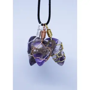 Chevron Amethyst Wire Wrapped Pendant