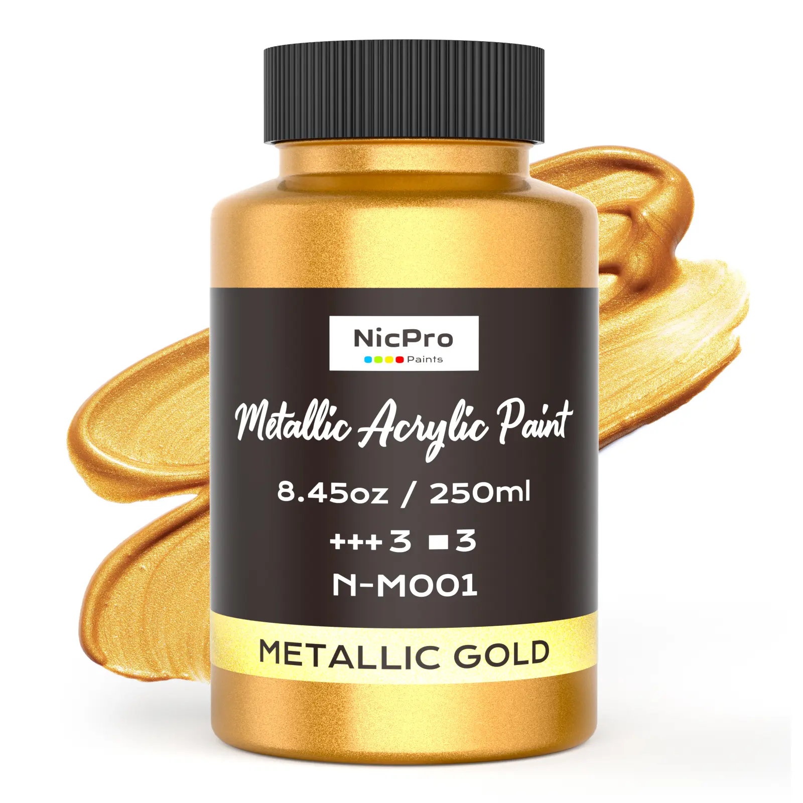 Nicpro Acrylic Paint, 8.45oz/250ml Large Gold Leaf Paint, Non Toxic, Non Fading Craft Paints for Metal, Wood, Clay, Fabric, Canvas, Furniture, Handcrafts, Art Supplies