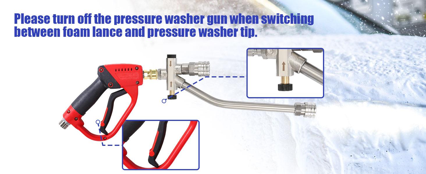 Tool Daily Pressure Washer Foam Cannon with Dual Connector Accessory, Double Tip Attachment for Soap Cannon, 5 Power Washer Nozzle Tips, 1/4” Quick-Connect, ChristmasGift
