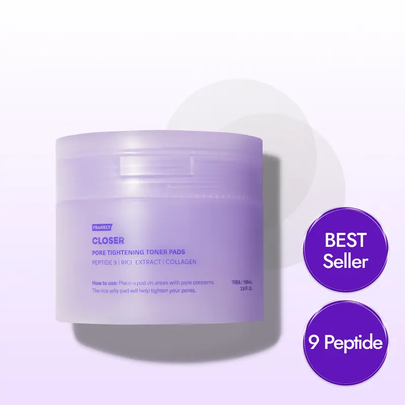 [FRANKLY] Closer Pore Toner Pads | Pore Minimizing & Cooling | Vegan Collagen, Rice Extract, Improving Elasticity, Korean Toner Pads for All Skin Types (70 Pads)
