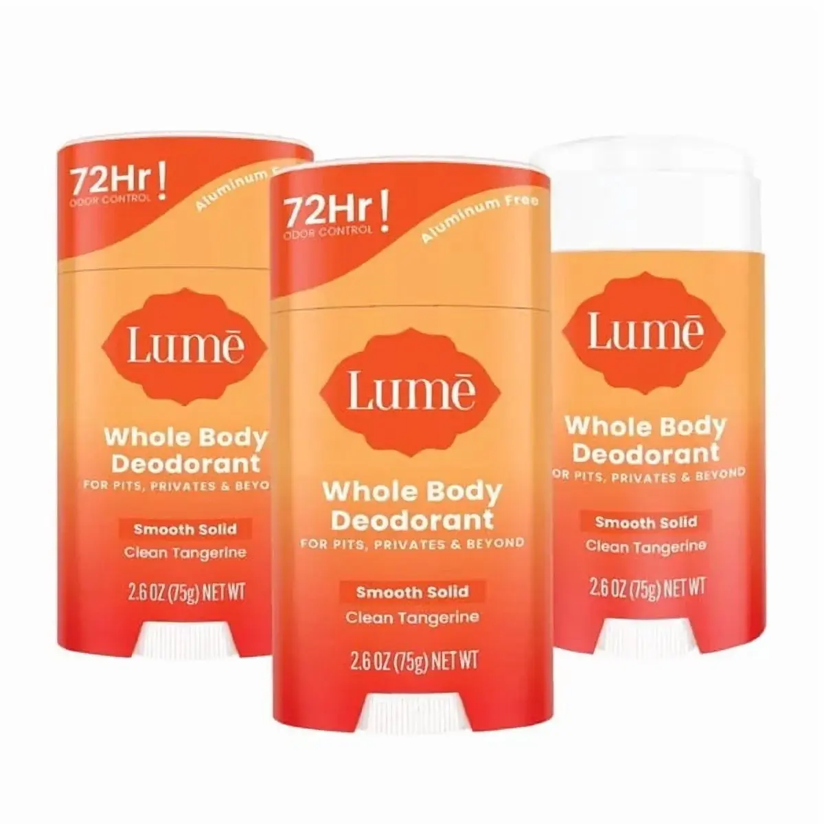 Feel Fresh Everywhere — Lumē Whole Body Deodorant Clean Tangerine 3-Pack, 72Hr Odor Control