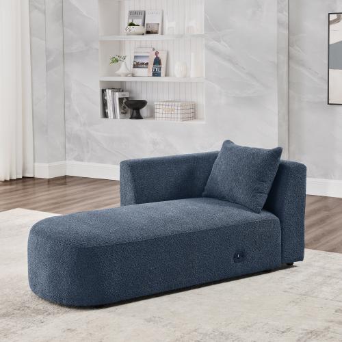 U Shape Sectional Sofa including Two Single Seats and Two Chaises, Modular Sofa, DIY Combination, Loop Yarn Fabric, Navy