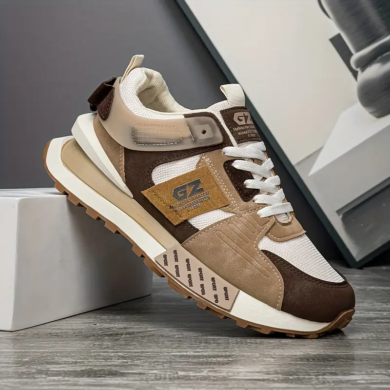 [Trendy Sneakers] Casual Low-Top Lace-Up Sneakers |         Trendy Fashion Skateboard Shoes, All-Season Solid Color PU Upper Fabric Lining PVC Sole, Movement Style, Leisure Style, Fashion Style, Four Seasons