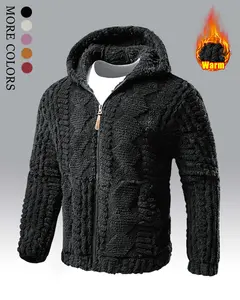 Men's Winter Fleece Hoodie – Thick, warm jacket with ribbed cuffs and zippered front; fleece lining provides wind protection; perfect for outdoor hikes, jogging, fishing, gym workouts, or everyday casual wear; an essential piece for any man's wardrobe.