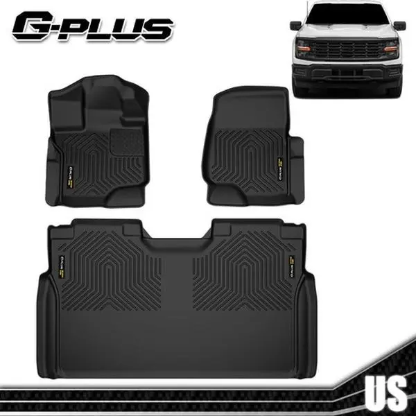 G-PLUS Custom Fit TPE Floor Mats Liners for 2015-24 Ford F150/F-150 Lightning Super Crew Cab, All-Seasons All-Weather Protection, Enhanced Grip Traction, Waterproof Easy-Clean Car Accessories