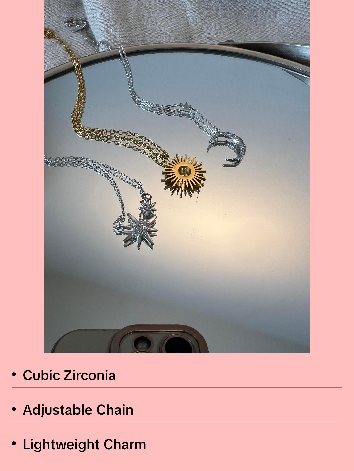 Sterling Silver Star Cluster Necklace with Star Pendant and Chain