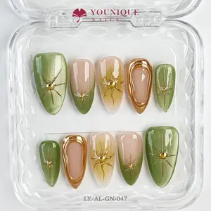 Younique Nails | 10PCS 100% Handmade Press-On Nails | Reusable Colorful Art acrylic stylish 3D Luxury Handcrafted Glossy