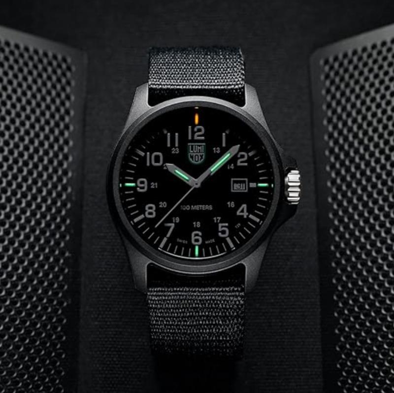 Luminox 2401.NB G Collection 2400 CARBONOX Watch Black Dial White Numbers Nylon Strap 100m Water Resistant 43mm Case R-PET Belt Strap