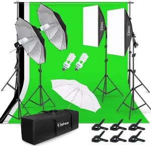 VINGLI Photo Lighting Kit, 2M x 3M/6.6ft x 9.8ft Background Support System and 900W 6400K Umbrellas Softbox Continuous Lighting Kit for Photo Studio Product,Portrait and Video Shoot Photography