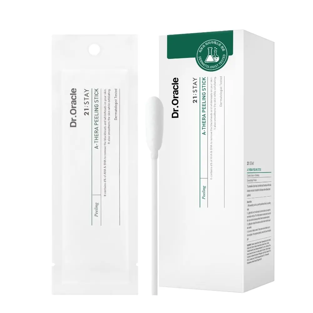 Dr.Oracle A-Thera Chemical Peeling Stick - Exfoliating Swabs for Blackheads, Whiteheads, Tea Tree Treatment AHA BHA, Pore Care, Gentle Brightening for Sensitive Skin (10 Count)