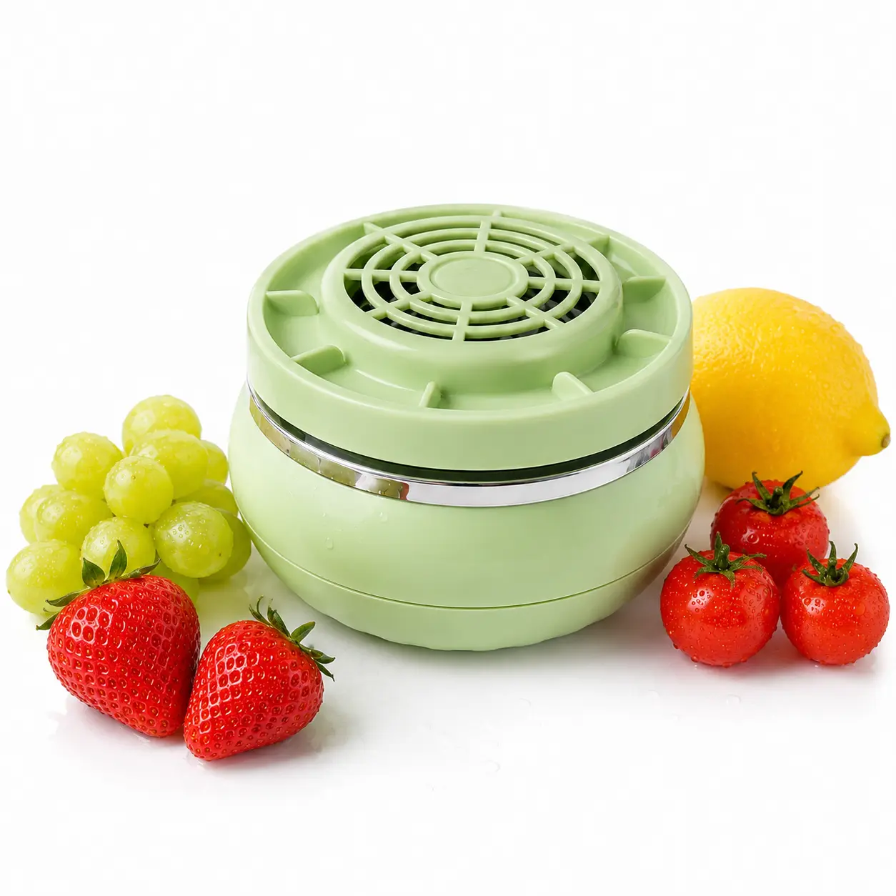 Portable Fruit & Vegetable Washer, Electric Food Cleaner with Titanium Electrolysis Technology, Waterproof Kitchen Cleaning Device for Fruits, Vegetables, Meat and Daily Food Preparation (Green)
