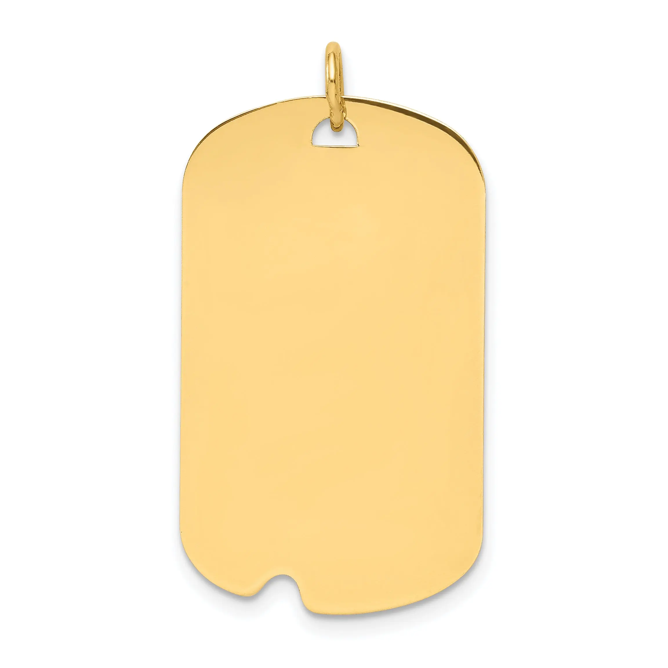 14K Plain .013 Gauge Engravable Dog Tag With Notch Disc Charm