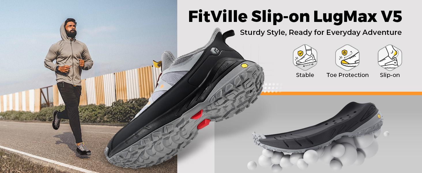 FitVille Men's Low-Top LugMax Hiking Shoes V5 outdoor run sneaker Sport Trail Running Runners Outdoorfun Fathersdaygift SpringStatements