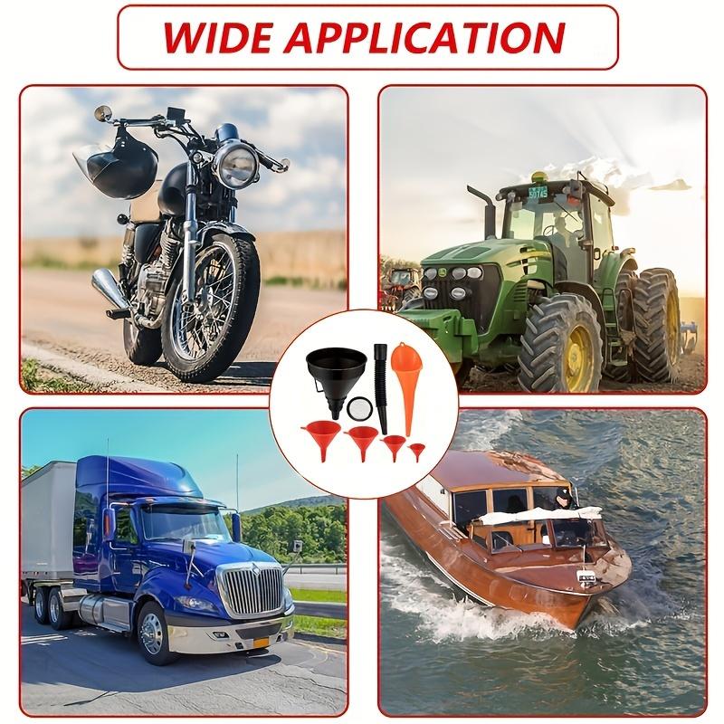 6 Pcs Plastic Automotive Funnels Set, Wide Mouth Fuel Funnels, Plastic Long Neck Oil Funnels, Flexible Right Angle Funnels, with Detachable Spout and Filter, for Water/Gasoline/Coolant/Engine Oil