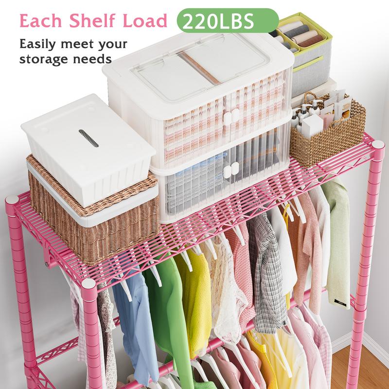 Raybee Clothes Rack 79''H Heavy Duty Rolling Clothing Rack with Wheels Adjustable Metal Garment Racks for Hanging Clothes Portable Drying Rack 79" H X35.5 W X15.7 D