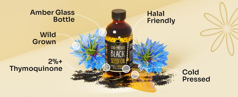 MAJU Black Seed Oil (8oz) - Herbal Joint Support, Immune Boosting & Digestion Support, Body, Consumable, Body Massage & More Cosmetic Comfort