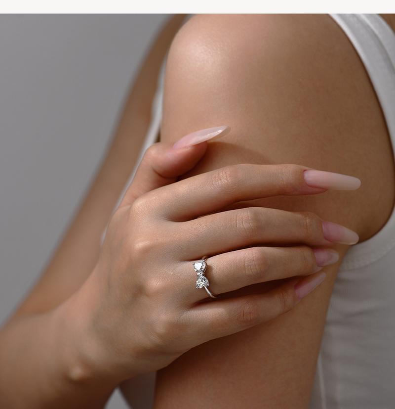 ATTA GEMS Classic D VVS1 Color Heart Cut 1.6CT Synthetic Moissanite Ring for Women Adult 925 Sterling Silver Rings Engagement Wedding Jewelry Gift R265