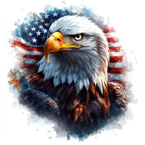 American Eagle DTF Transfer for T-Shirts and Hoodies - Patriotic Design with Bald Eagle and American Flag Background