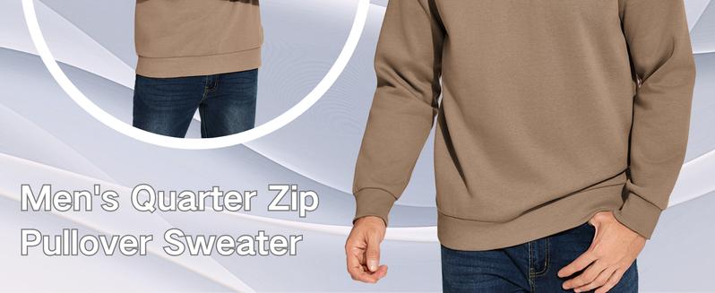 PINSPARK Men's Quarter Zip Fleece Cotton Pullover Sweatshirts Mock Neck Casual Long Sleeve Spring Winter Warm Sweatshirt springtok