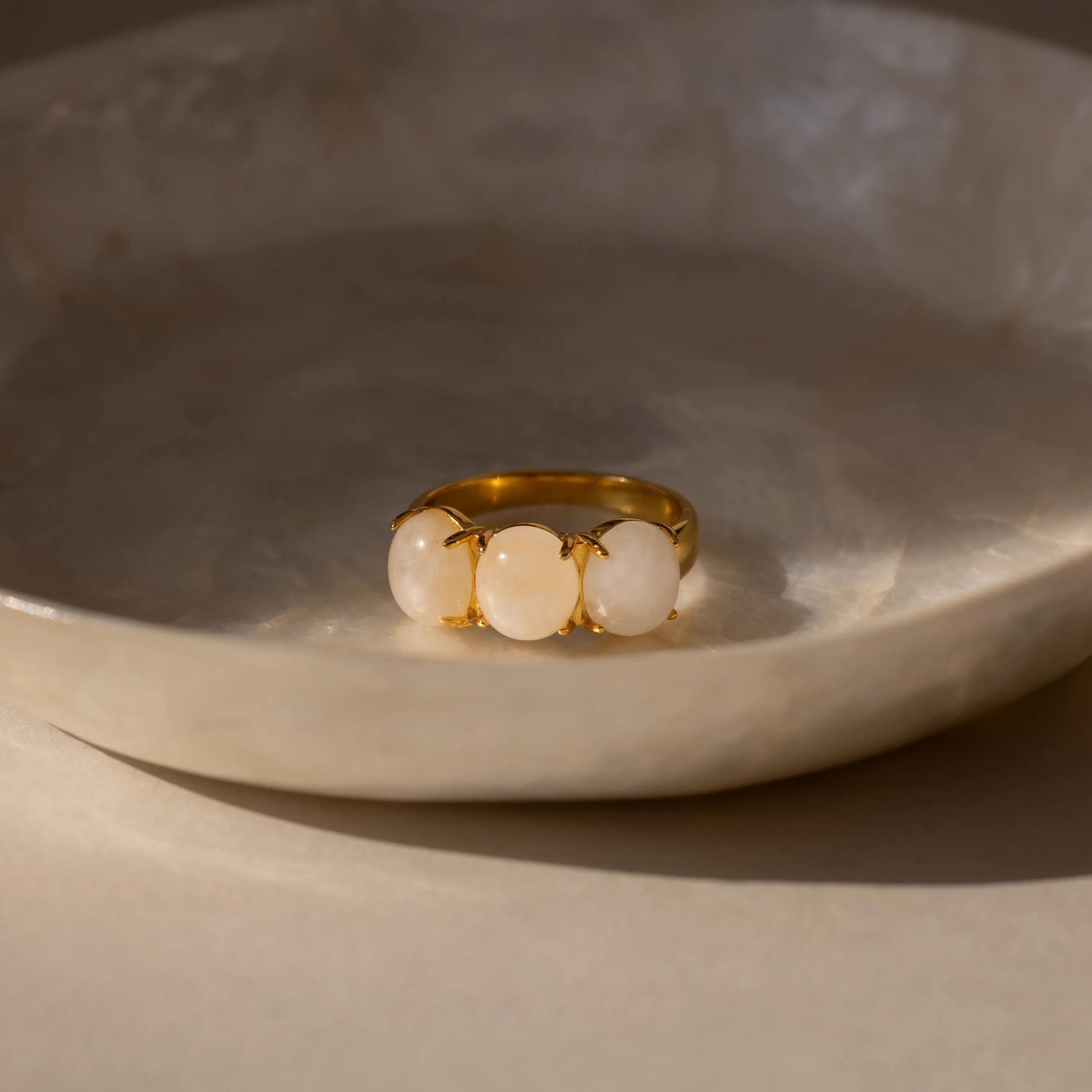 Cosmic Moonstone Ring by Caitlyn Minimalist - Chunky Trio Gemstone Ring in Gold - Boho Jewelry - Birthday Gift for Her