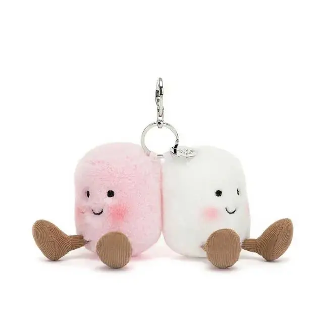 Jellycat Amuseables Pair of Marshmallows Bag Charm, Cute and Cuddly Gift for Kids, Babies, Collectors, Home Decor, Fun Plush Toy, Keychain