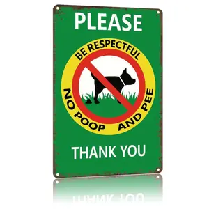 No Dog Poop Peep Pet Friendly Warning Aluminum Sign 8 X 12 Inch for Home Living Room Bedroom and Dining Area Wall Art