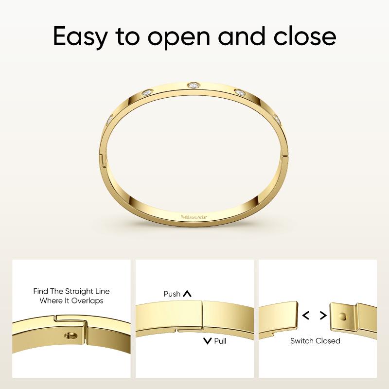 Missair Fashion Rhinestone Decorated Bangle LOVE Bracelet for Women Girls - Elegant Jewellery for Party, Daily Clothing Decor, Birthday Gift Missair Fashion Rhinestone Decorated Bangle LOVE Bracelet for Women Girls - Elegant Jewellery for Party, Daily Clothing Decor, Birthday Gift