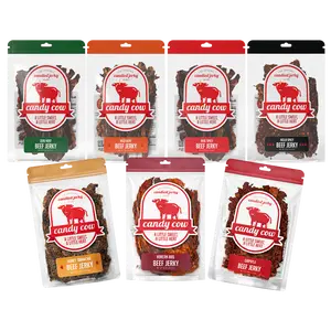 Candy Cow Sweet & Spicy Candied Beef Jerky Variety Pack – Zero Heat, Mild, Real Spicy, Hella Spicy, Korean BBQ, Honey Sriracha Flavors & Chipotle Sweet Flavors, Sweet-to-Savory Beef Snack, 7 Resealable 5oz Bags