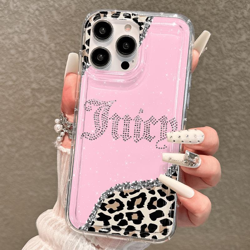 Transparent Card Slot Case, Leopard Pattern, Thick Anti-Drop Phone Cover Compatible with iPhone 17/17 Pro Max/air/11-16 Series Military-Grade Camera Custom Monogram Striped Glitter Electroplated Girly iPad Pen Anti-Slip Slim Shockproof Camo Tough
