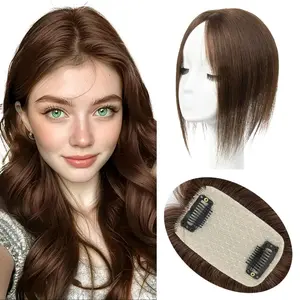 Feipro Hair Toppers with Bangs for Women Real Human Hair - Real Human Hair Topper | Clip in Hair Pieces for Women with Thinning Hair | Adds Volume & Length | Natural Hair Topper for Women Covering Gray & Hair Loss