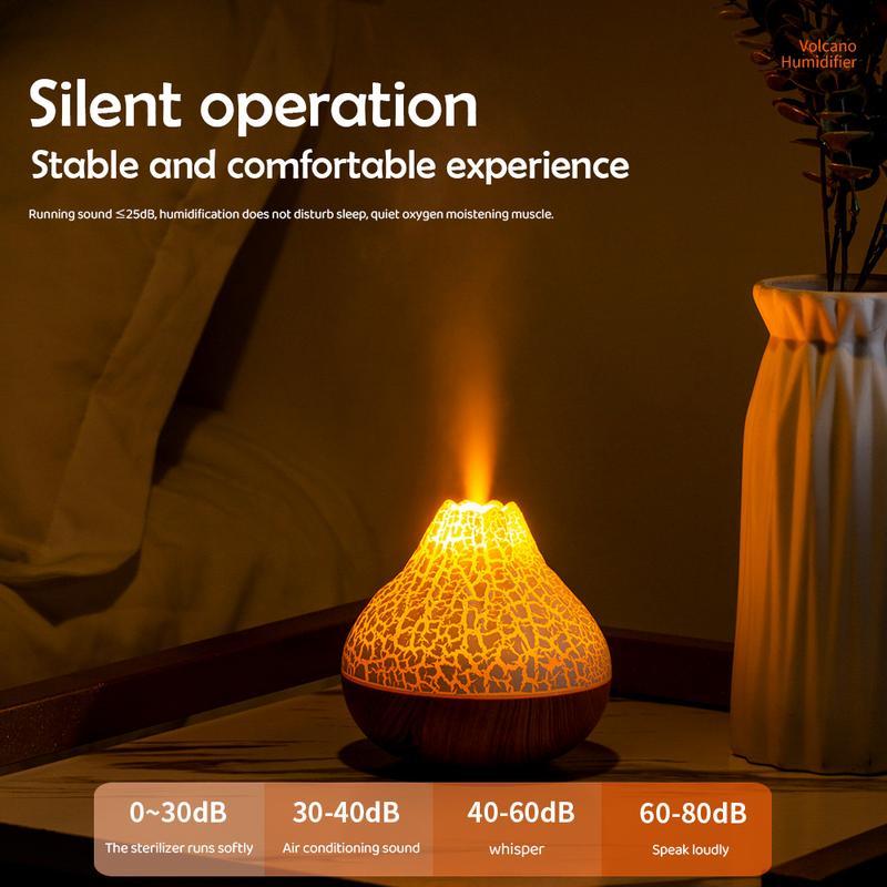 MUNBYN Volcano Air Humidifier 300ml Large Capacity Water Mist Aromatherapy Diffuser USB Desktop Humidifier with 7 Colorful Night Lights