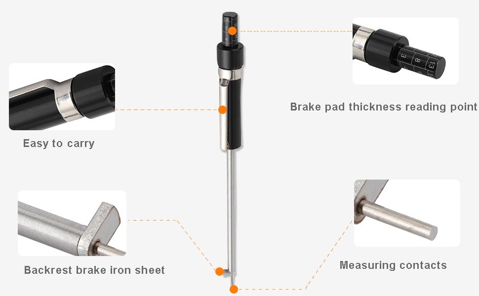 Car Brake Pad Thickness Gauge Measure Tool with Scale for Brake Shoe Gauge Auto Brake Pad 1.5mm-11mm Thickness Base Plate Brake Pad Tester Brake Pad Detection Pen Scale