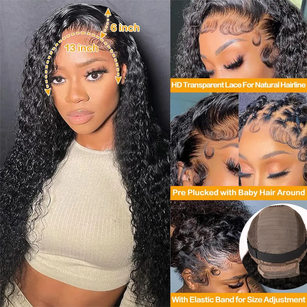 Curly Wave Lace Front Wigs 13x6 HD Transparent Swiss Lace  display picture 1