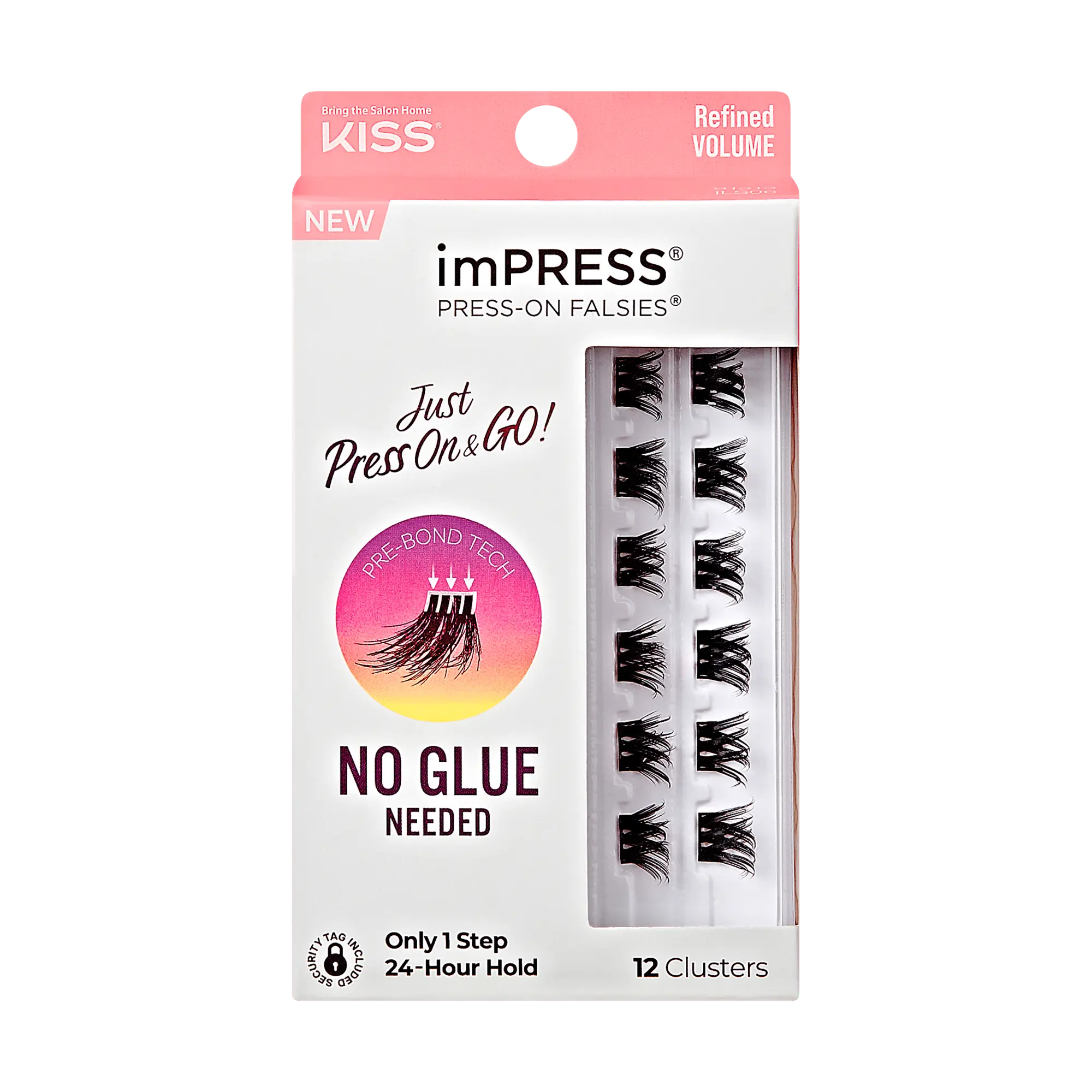 Impress Falsies Pre-Glued False Eyelashes Minipack - Refined | 12 Lash Clusters, 10mm-12mm