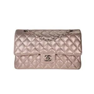 Chanel Metallic Pixel Effect Calfskin Classic Double Flap Medium Rose Gold