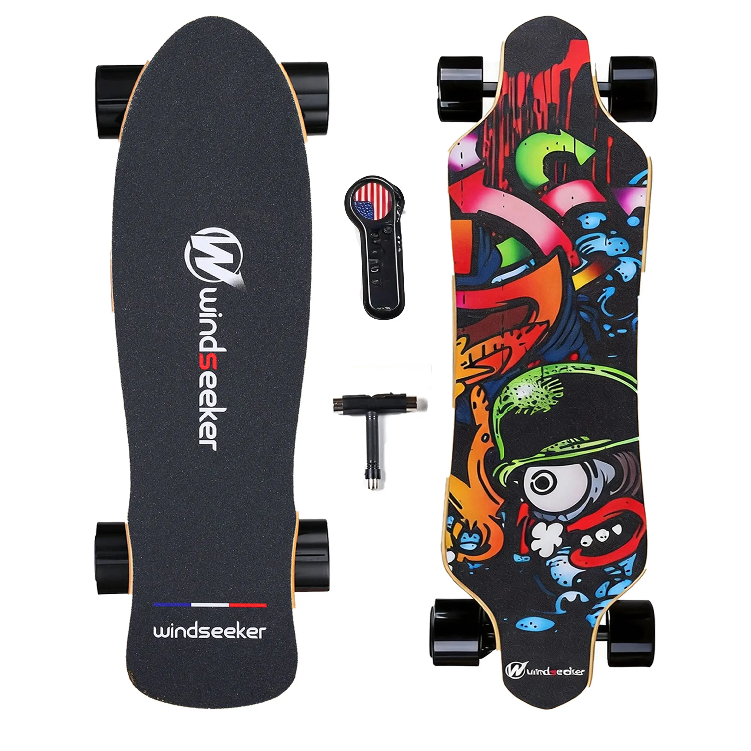 Upgraded Electric Longboard Skateboard with Skateboard Deck, Remote, 350-450W Powerful Motor, 40 mph Max Speed, Removable Replaceable Battery, Silent Smooth Wheels for Adults