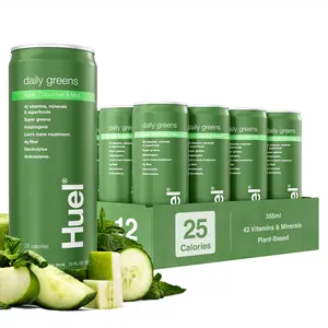 Huel Daily Greens Ready-to-Drink | Sparkling Fruit Beverage | Nutritional Dietary Supplement | 42 Vitamins, Minerals & Supergreens | 4g Dietary Fiber | 12 Cans